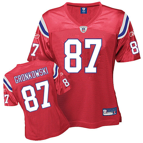 Patriots #87 Rob Gronkowski Red Women's Alternate Stitched NFL Jersey - Click Image to Close